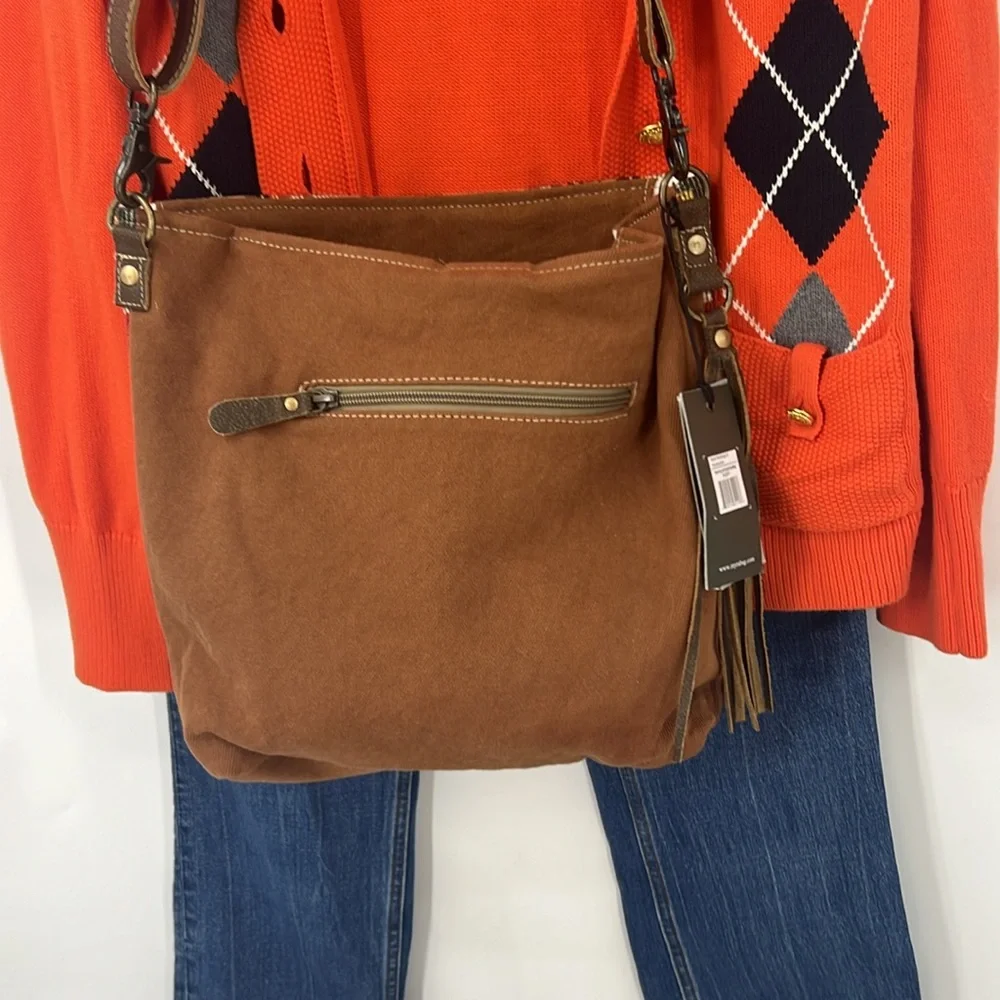 Myra Bag Beaming & Bright Hand-Tooled Bag aztec embroidered Crossbody bag